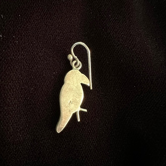 Peruvian Silver Lapiz Lazuli Inlay Parrot Bird Earrings - Picture 3 of 6